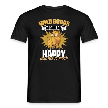Drôle d’humour de chasse au sanglier pour grogner - T-shirt homme - noir - Devant - AI Model Male 178 light (178cm)