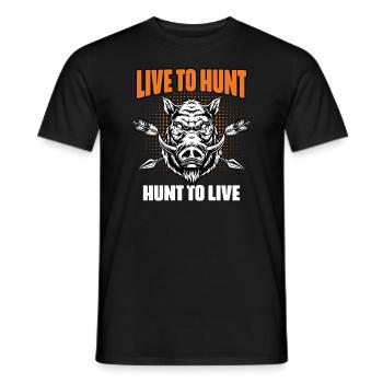 Funny wild boar hunting humor for a - Men's T-Shirt - black - Front - AI Model Male 178 light (178cm)