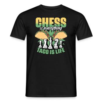 Funny chessboard game humor for a - Men's T-Shirt - black - Front - AI Model Male 178 light (178cm)