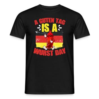 Good day Funny German sausage humor for - Men's T-Shirt - black - Front - AI Model Male 178 light (178cm)