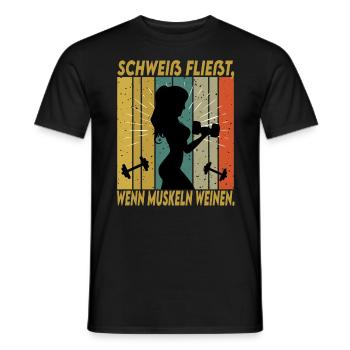 Bodybuilding Sprüche Frau Schweiß Weinen - Männer T-Shirt - Schwarz - Vorne - AI Model Male 178 light (178cm)
