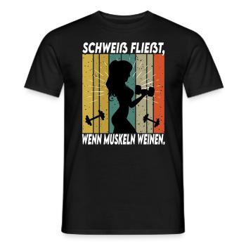 Bodybuilding Sprüche Frau Schweiß Weinen - Männer T-Shirt - Schwarz - Vorne - AI Model Male 178 light (178cm)