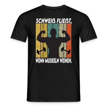 Bodybuilding Sprüche Mann Schweiß Weinen - Männer T-Shirt - Schwarz - Vorne - AI Model Male 178 light (178cm)