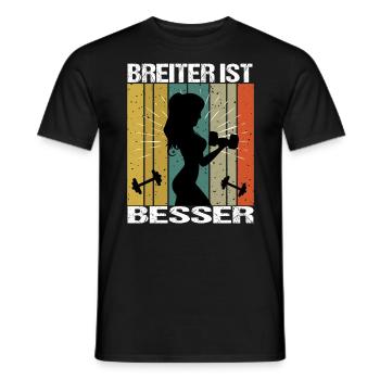 Bodybuilding Sprüche Frau Breiter ist besser - Männer T-Shirt - Schwarz - Vorne - AI Model Male 178 light (178cm)