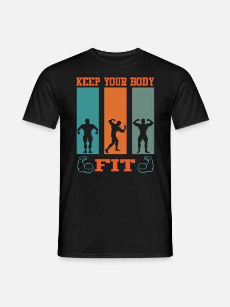 Bodybuilding Keep Body Fit Muskeltraining Hantel - Männer T-Shirt - Schwarz