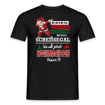 Weihnachten Christmas Lustig Feiern Scheissegal - Männer T-Shirt - Schwarz - Vorne - AI Model Male 178 light (178cm)