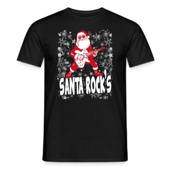 Weihnachten Christmas Santa Rocks Music Musik - Männer T-Shirt - Schwarz - Vorne - AI Model Male 178 light (178cm)