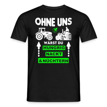 Bauer Hungrig Nackt Nüchtern Protest - Männer T-Shirt - Schwarz - Vorne - AI Model Male 178 light (178cm)