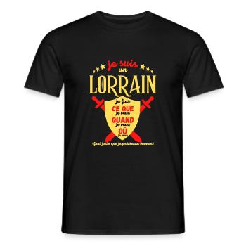 Cadeau Humour Homme lorrain noel anniversaire - T-shirt homme - noir - Devant - AI Model Male 178 light (178cm)