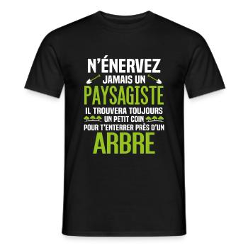 Paysagiste et jardinier cadeau humour - T-shirt homme - noir - Devant - AI Model Male 178 light (178cm)