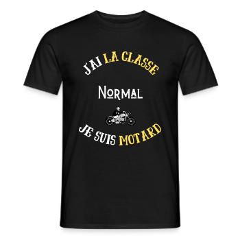 J'ai la Classe Normal Je Suis Un Motard - T-shirt homme - noir - Devant - AI Model Male 178 light (178cm)