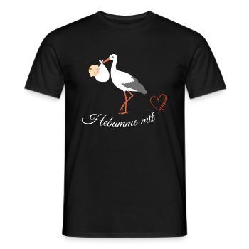 Hebamme mit Herz Baby Storch - Männer T-Shirt - Schwarz - Vorne - AI Model Male 178 light (178cm)