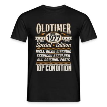 Oldtimer Vintage 1977 Vintage Rétro Anniversaire - T-shirt homme - noir - Devant - AI Model Male 178 light (178cm)