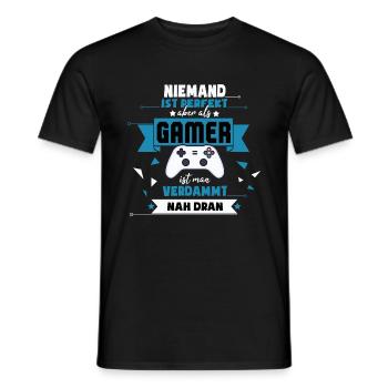 Lustiger Gaming Spruch für Gamer und Zocker - Männer T-Shirt - Schwarz - Vorne - AI Model Male 178 light (178cm)