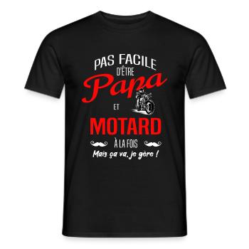 PAPA MOTARD - T-shirt homme - noir - Devant - AI Model Male 178 light (178cm)