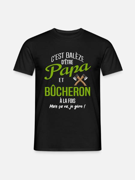 Papa bûcheron - T-shirt homme - noir