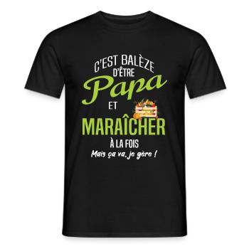 Papa maraîcher - T-shirt homme - noir - Devant - AI Model Male 178 light (178cm)