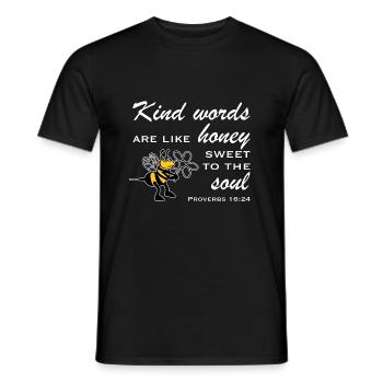 Christian Design Kind Words are like Honey Sweet - Men's T-Shirt - black - Front - AI Model Male 178 light (178cm)