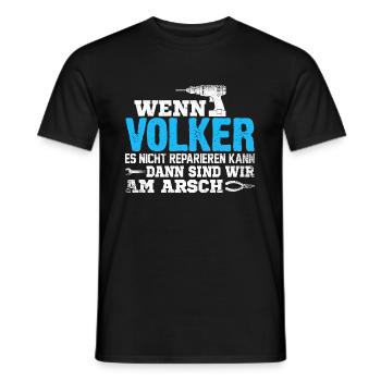 VOLKER - kann es reparieren - Männer T-Shirt - Schwarz - Vorne - AI Model Male 178 light (178cm)