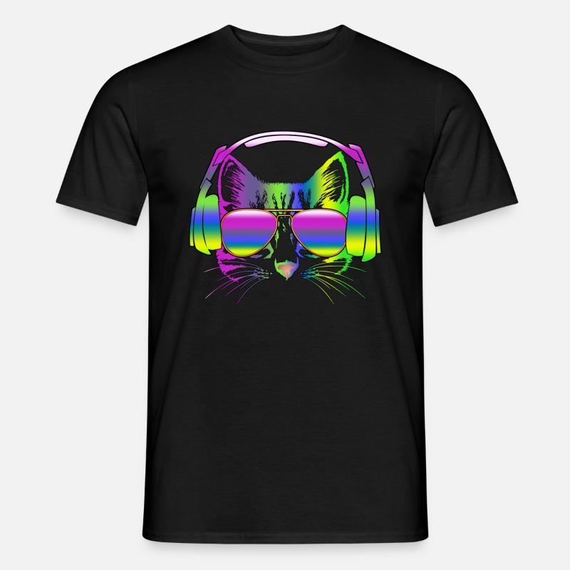 Dj Kitten Headphone - Männer T-Shirt - Schwarz