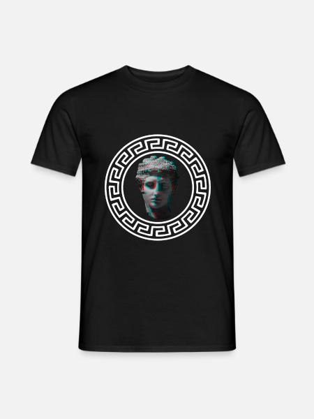 Sparta Grecs dessins symboles Vaporwave Statue - T-shirt homme - noir