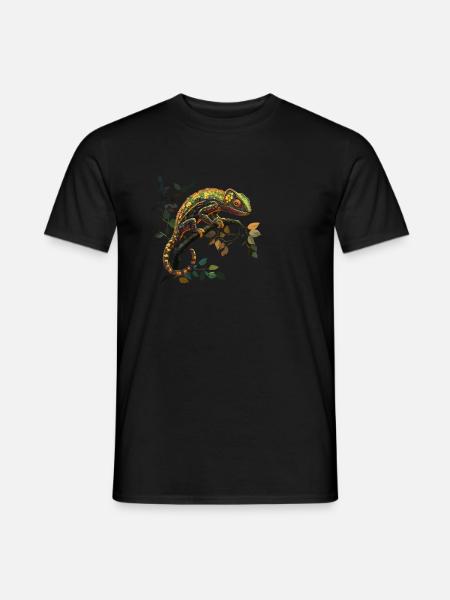 Farbprächtiges Chamäleon Auf Ast - Männer T-Shirt - Schwarz