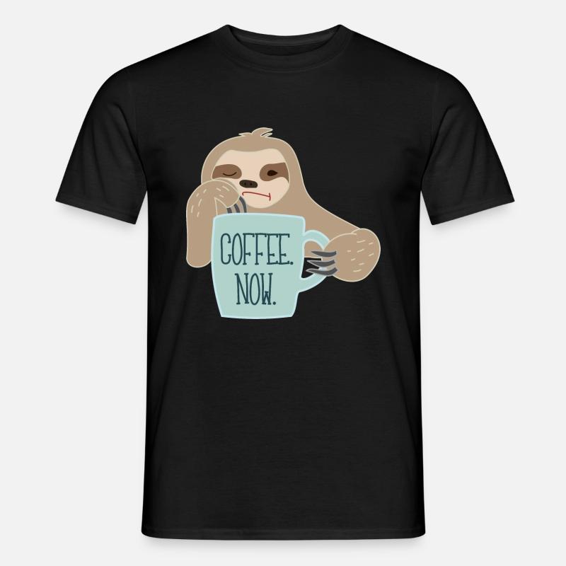 Faultier braucht Kaffee - Männer T-Shirt - Schwarz