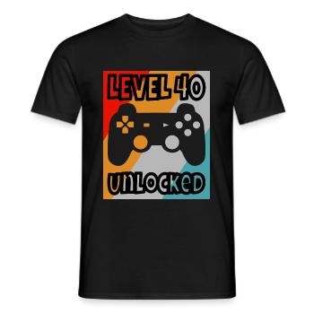 40ème anniversaire Gamer Level 40 unlocked - T-shirt homme - noir - Devant - AI Model Male 178 light (178cm)