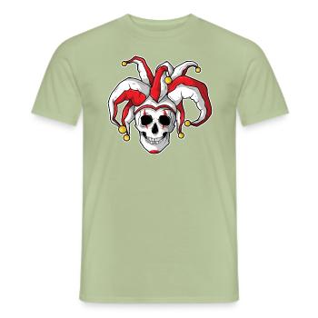 Tête de mort avec coiffe de fou - T-shirt homme - vert sauge - Devant - AI Model Male 178 light (178cm)