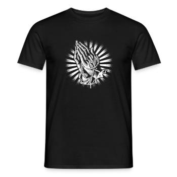 Rosary Praying hands Prayer Faith God Jesus - Men's T-Shirt - black - Front - AI Model Male 178 light (178cm)