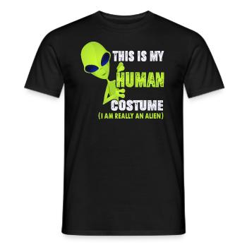 Extraterrestre extraterrestre costume humain carnaval drôle - T-shirt homme - noir - Devant - AI Model Male 178 light (178cm)