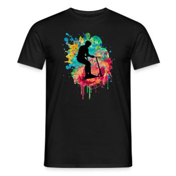 stuntscooter kickscooter scooter kick scooter eroller - T-shirt homme - noir - Devant - AI Model Male 178 light (178cm)