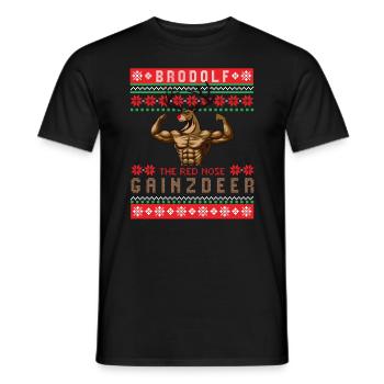 Christmas Gym, Christmas Gym Gainzdeer, - Men's T-Shirt - black - Front - AI Model Male 178 light (178cm)