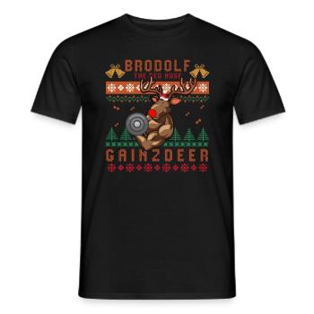 Christmas Gym, Christmas Gym ugly gym, Gainzdeer - Men's T-Shirt - black - Front - AI Model Male 178 light (178cm)