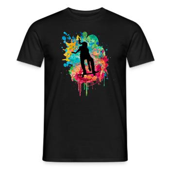 Patineuse au skateboard PopArt - T-shirt homme - noir - Devant - AI Model Male 178 light (178cm)