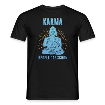 Witziges Karma Design - Karma regelt das schon - Männer T-Shirt - Schwarz - Vorne - AI Model Male 178 light (178cm)