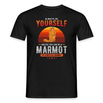 marmot, marmot groundhog, groundhog day, - Men's T-Shirt - black - Front - AI Model Male 178 light (178cm)