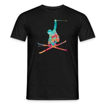 Skier Winter Sports - PopArt Style - Men's T-Shirt - black - Front - AI Model Male 178 light (178cm)