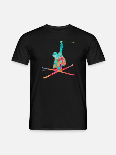 Skifahrer Wintersport - PopArt Style - Männer T-Shirt - Schwarz