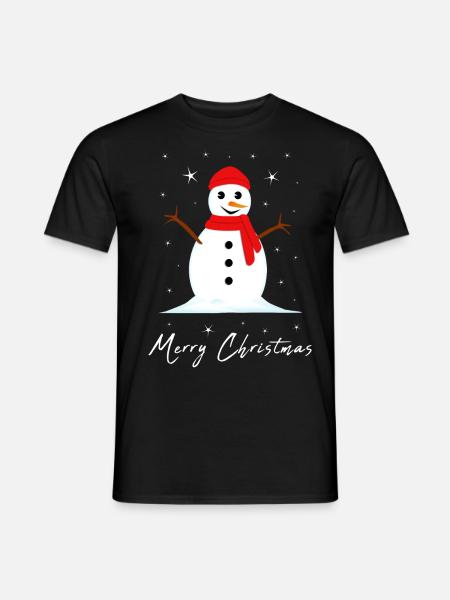 Snowman Merry Christmas - Men's T-Shirt - black
