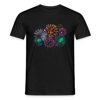 Feux d’artifice Fête du Nouvel An - T-shirt homme - noir - Devant - AI Model Male 178 light (178cm)