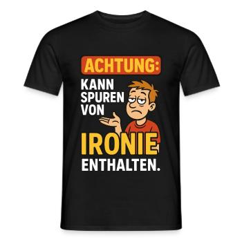 Warning: May contain traces of irony - Men's T-Shirt - black - Front - AI Model Male 178 light (178cm)