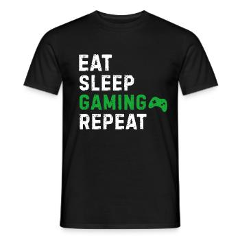 Eat Sleep Gaming Repeat Gaming Gamer Gift - Men's T-Shirt - black - Front - AI Model Male 178 light (178cm)
