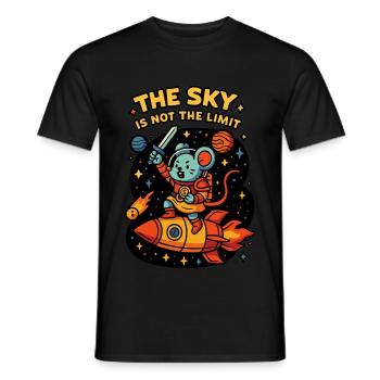 Spacemouse on rocket - Sky is not the limit - Men's T-Shirt - black - Front - AI Model Male 178 light (178cm)