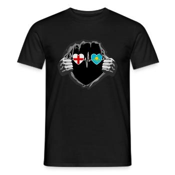 England und Kasachstan Kazakhstan Kasache Flaggen - Männer T-Shirt - Schwarz - Vorne - AI Model Male 178 light (178cm)