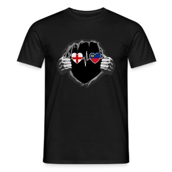 England und Liechtenstein Liechtensteinische Fahne - Männer T-Shirt - Schwarz - Vorne - AI Model Male 178 light (178cm)