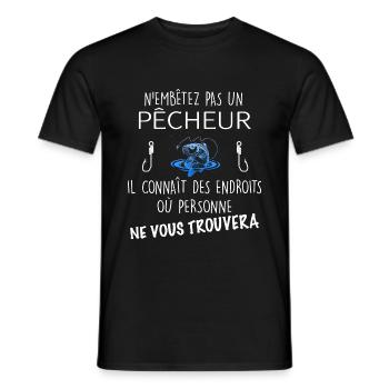 Pêcheur humour cadeau homme - T-shirt homme - noir - Devant - AI Model Male 178 light (178cm)