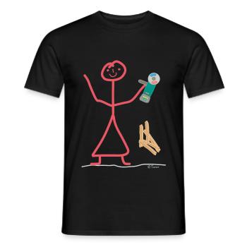 Strichmännchen Winkelschleifer Frau Strichfrau - Men's T-Shirt - black - Front - AI Model Male 178 light (178cm)