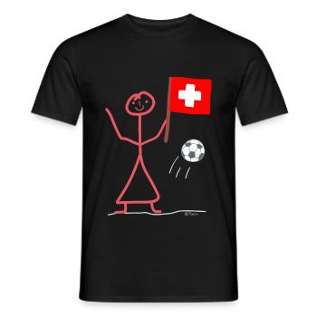 Fußball Frau Schweiz Strichfrau spielen Wettkampf - Männer T-Shirt - Schwarz - Vorne - AI Model Male 178 light (178cm)