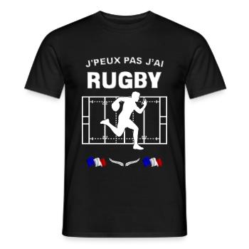 j'peux pas j'ai rugby Idée cadeau Rugby - T-shirt homme - noir - Devant - AI Model Male 178 light (178cm)